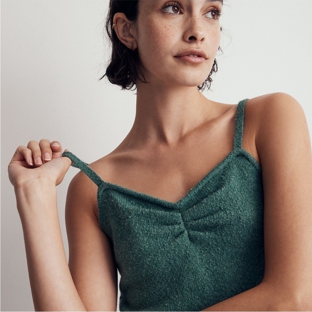 Madewell Mapleton Crop Sweater Tank Color Heather Jade-Small